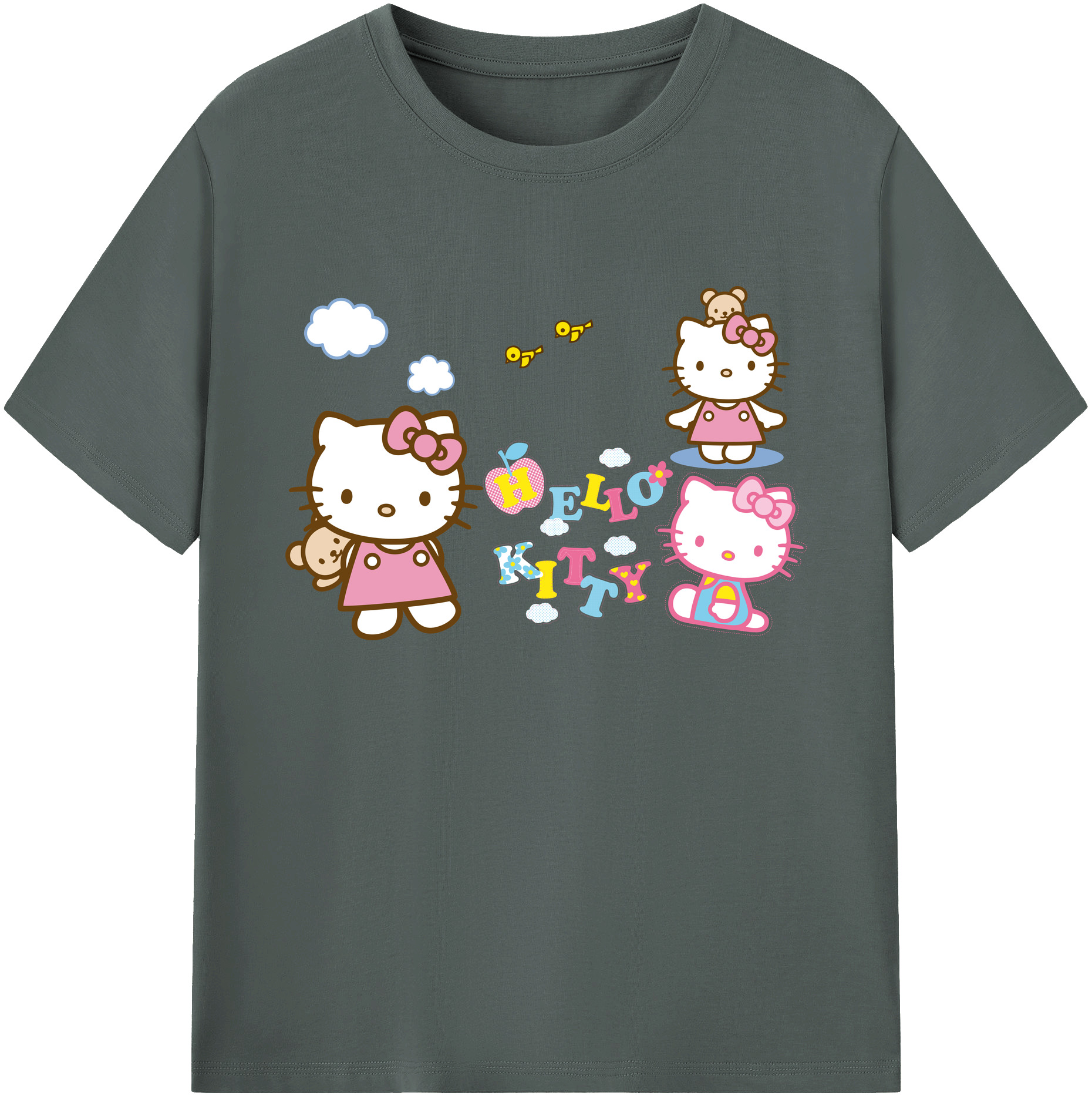 （画像用） Hello Kitty ハローキティ 綿100％ メンズ半袖Tシャツ｜肌触りやわらか＆通気性